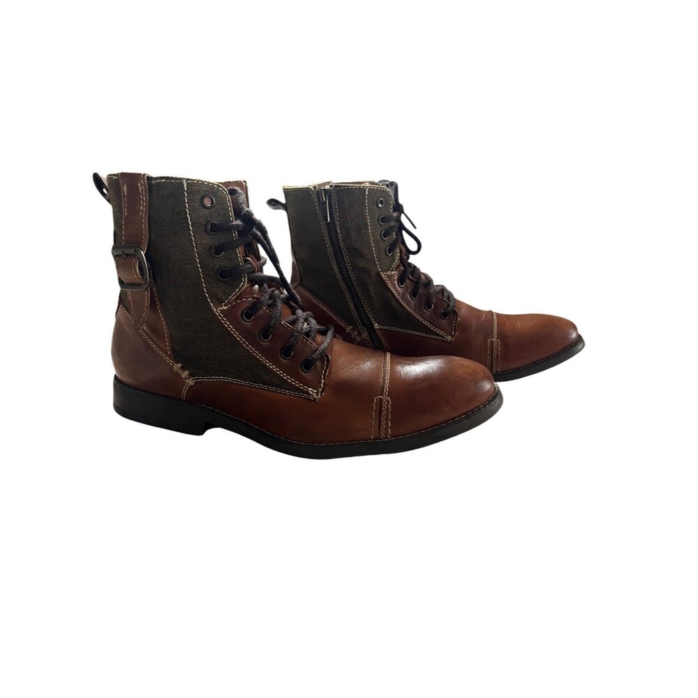 Steve Madden Brown and Olive Military-Style Lace-Up Boots
